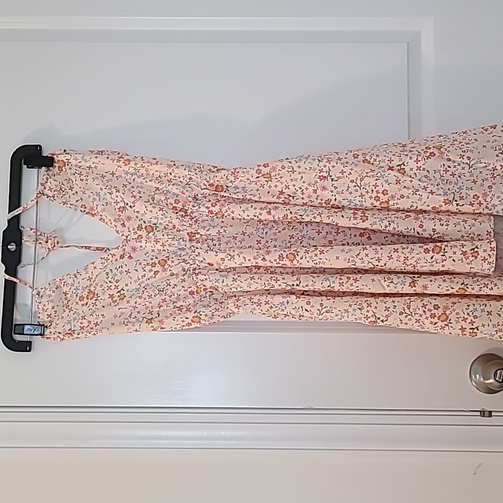 NWT fall floral print dress backless, M